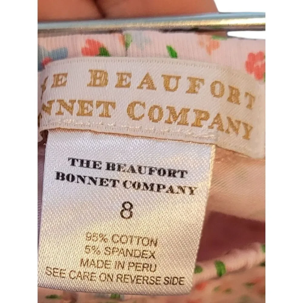 The Beaufort Bonnet Company Girl's Pink Floral Cotton Leggings Size 8